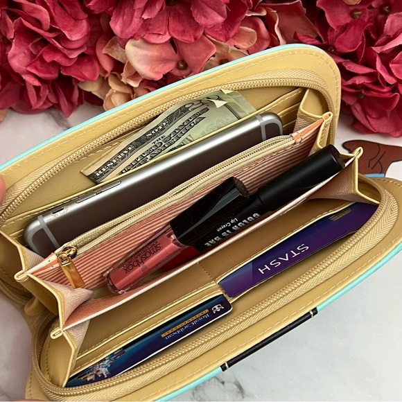 Silly Cartoon Dog Blue Vegan Leather Clutch Wallet - Picture 9 of 16